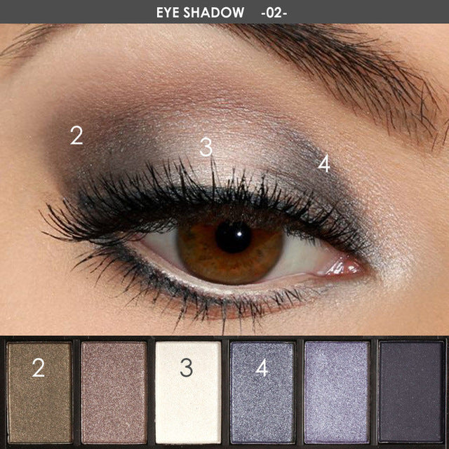 6 Colors Eyeshadow Palette Glamorous Smokey Eye